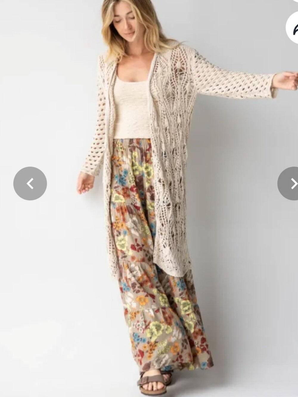 Natural Life Patti Palazzo Pants Cream Floral Size Large